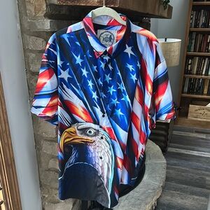 RSVLTS Red and Blue Casual Button Down Shirt